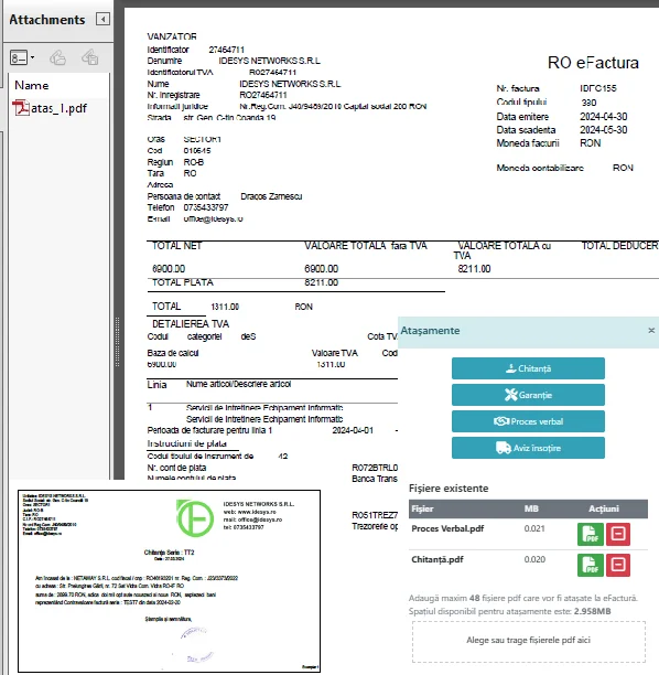 eFAC atașamente la eFactură